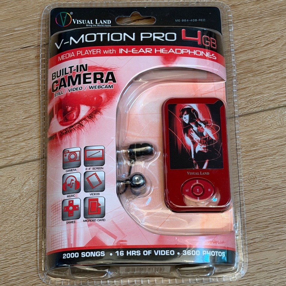 Visual Land V-Motion Pro 4GB Media Player Red ME-964-4GB-RED New Sealed Retro